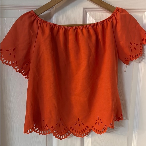 Orange Eyelet Off-Shoulder Top - Picture 2 of 2